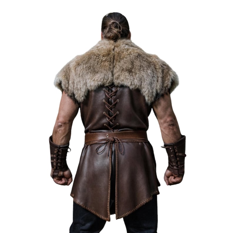 Handmade Viking Leather Tunic With Fur | LARP Norse Costume - Etsy
