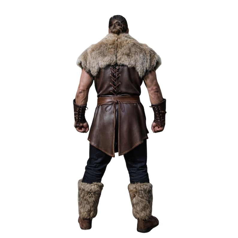 Handmade Viking Leather Tunic With Fur | LARP Norse Costume - Etsy
