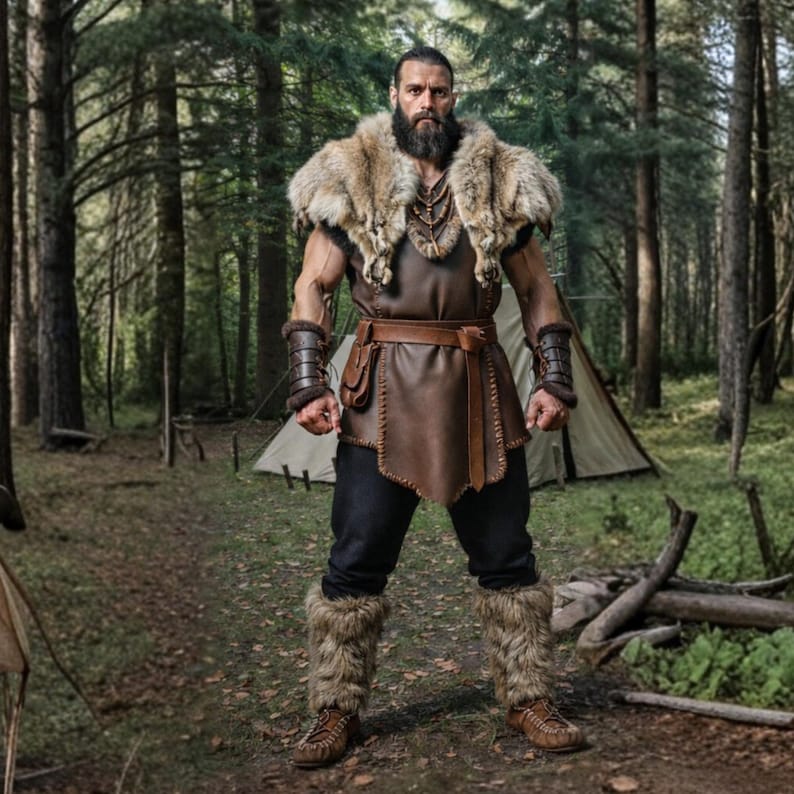 Handmade Viking Leather Tunic With Fur | LARP Norse Costume - Etsy