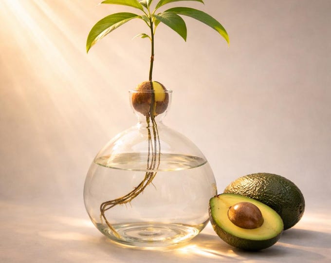 Avocado-Vase | Stilvoller Avocado-Planter & Dekoratives Anzuchtglas für Keimung und Zucht von Avocadopflanzen
