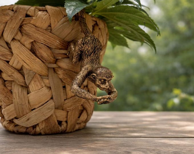 Monkey Pot Edge Hanger – Resin Monkey Figurine, Whimsical Planter & Shelf Decor, Unique Plant Lover Gift