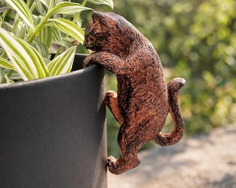 Cat plant pot hanger | Animal flower pot percher | planter charm | cat pot edge decoration