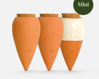 Trio mini Ollas “The Iconics” von Pepín – Herzförmige Bewässerungshilfe aus Keramik