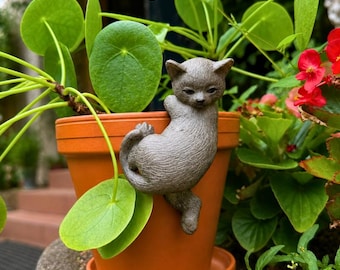 Katzen-Blumentopf-Anhänger aus Harz – verspielte Gartendeko 8 cm