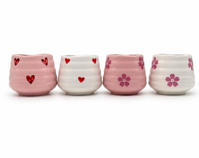 Niedliche Mini Keramik-Töpfe | ohne Drainageloch | in Rosa & Weiß | Töpfe für Sukkulenten, Kakteen und kleine Pflanzen