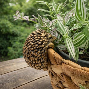 Igel-Blumentopf-Deko aus Harz | Hängende Topf Figur in Gold oder Kupfer | Garten & Pflanzen Deko – Geschenkidee