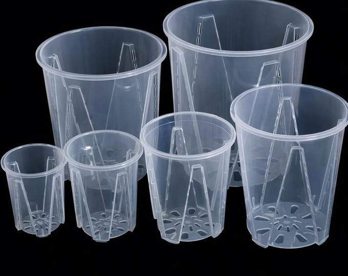 Aroid-Töpfe aus transparentem Kunststoff mit Untersetzer