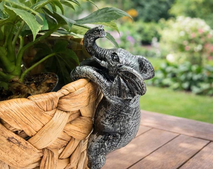 Bumentopf-Anhänger Elefant | Dekorative Skulptur aus Kunstharz