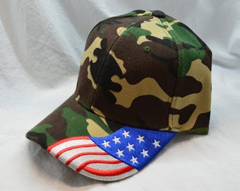 Bestickte Amerikanische Flagge Camo Baseballmütze - Flagge der USA
