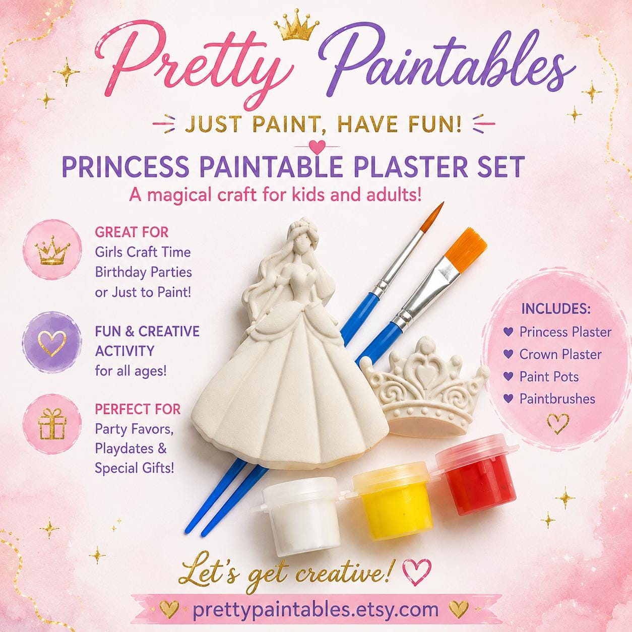 Princess Paint Kit for Kids Princess & Crown Paintable Plaster Craft…