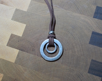 Retro Doppelring Halskette für Männer & Frauen