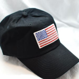 Casquette de baseball noire avec drapeau américain brodé - Casquette Patriotic USA