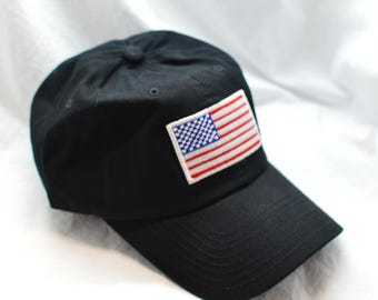 Gestickte schwarze Baseballmütze mit der amerikanischen Flagge - Vaterländische USA-Flagge