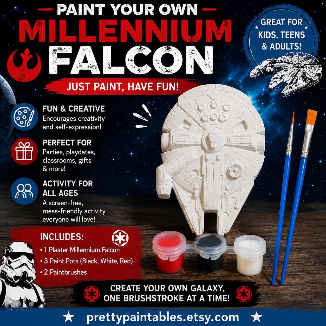 32 Blast Off Into Creativity: Fun Space Crafts for Kids 16 Millennium Falcon Paint Kit for Kids Space Paintable Plaster Craft…