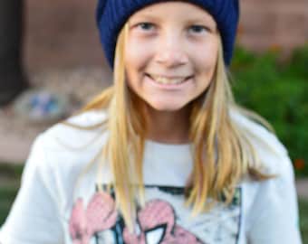 Blaulila Strick-Mütze – Handgemachte Wintermütze