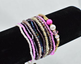 10-teiliges Boho Perlen Armband Set, stapelbar erdige Schmuckstücke