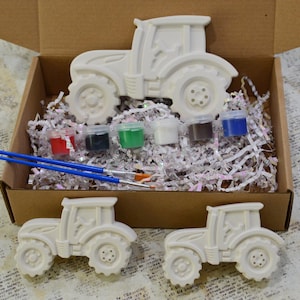 Gips Traktor Pyssel Kit Födelsedagspojke Målningsaktivitet Bondgårdstema Festprojekt Målning Barn Kreativ Hobby Gåva Småbarn Konstfigur