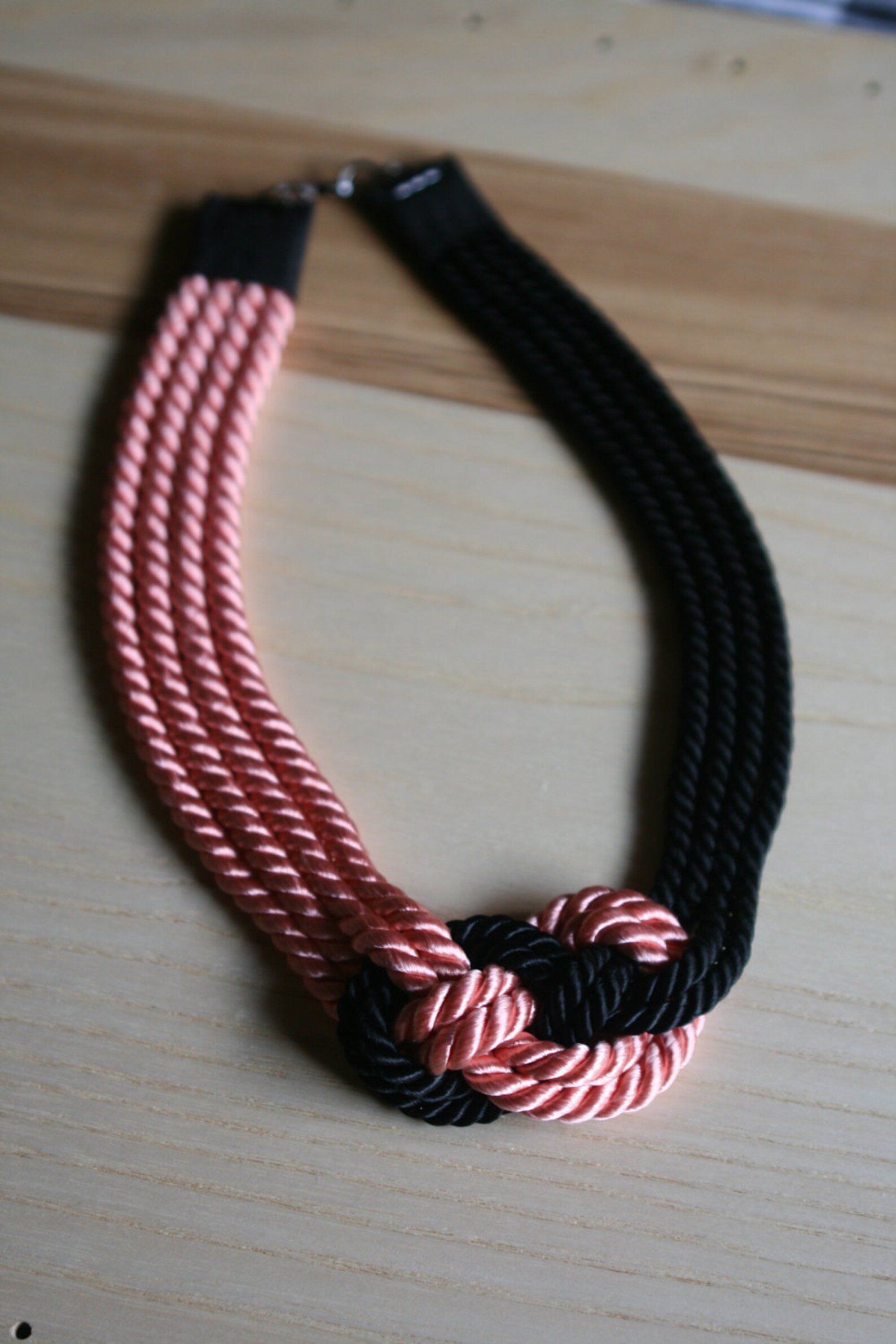 Knotted Rope Necklace Black&pink Etsy