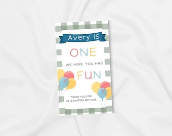 Fun to be one party favor tags, 1st birthday printable gift tag, party favor tags, editable party favor tags, fun to be one, cute gift tag