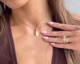 Colgante con dije de ala de mariposa - Colgante de mariposa de oro de 14k con diamantes