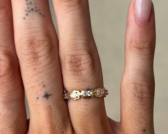 14k Gelbgold Marquise Diamant Eternity Band - Ost-West-Ring