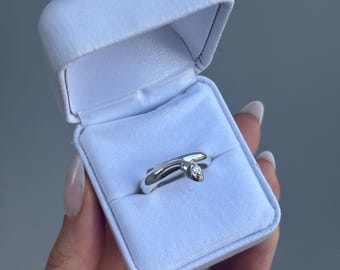 Anillo apilable internacional con diseño de serpiente y diamantes - Plata de ley - Funda/cubierta para anillo Oura Fitness