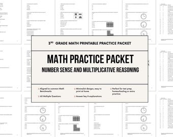 3rd Grade Math Practice: Multiplicative Reasoning 60 Multiple Choice Question (Printable - Digital Download)