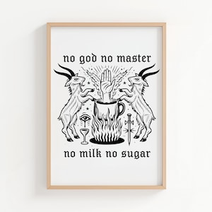 No God No Master Poster – Digital Download Anarchist Skeletal Occult Printable Wall Art