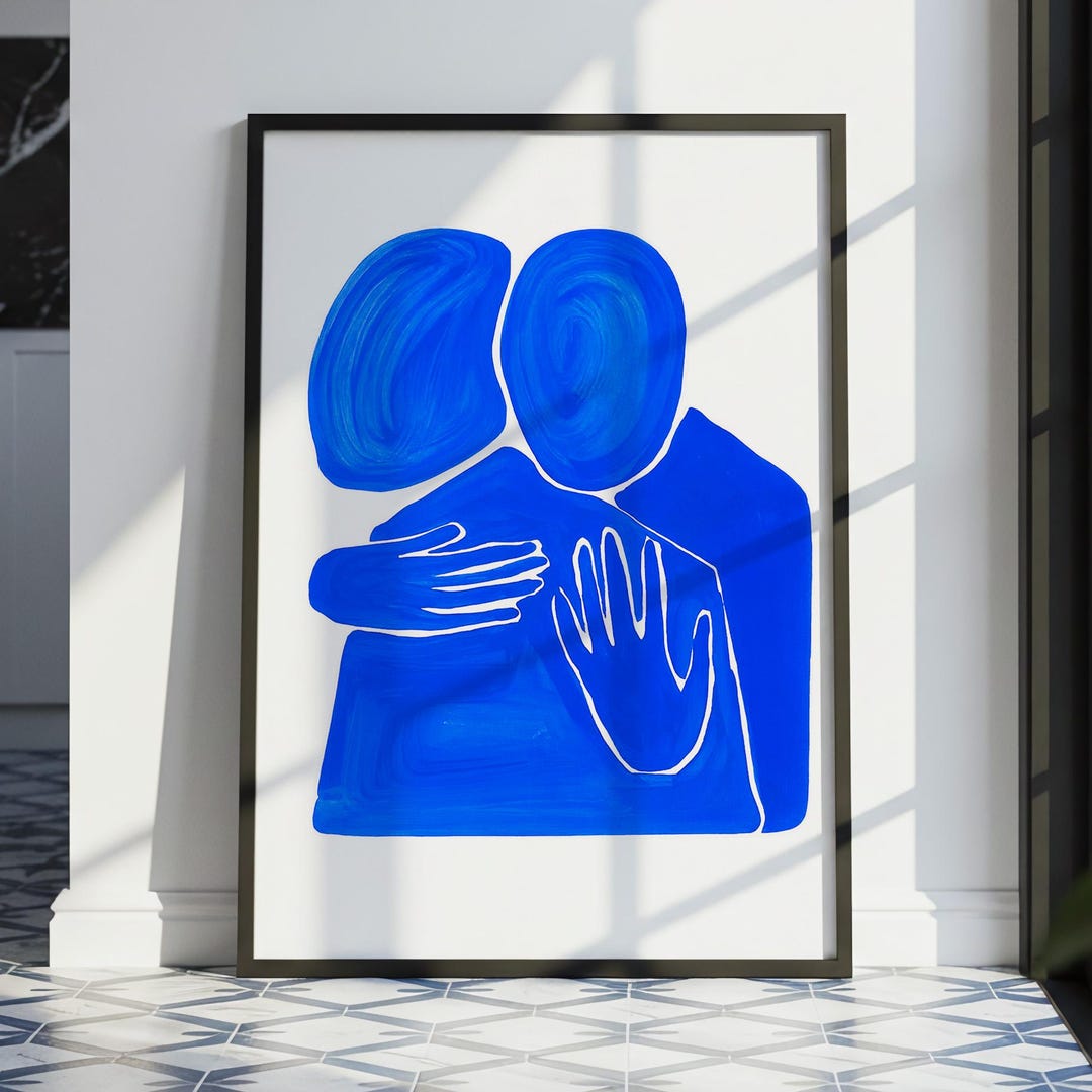 Abstract Hug Expressionism Digital Print – Modern Couple Love Wall Art ...