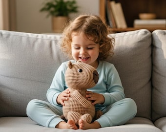 Modèle Capybara au crochet, modèle de peluche Capybara assise, modèle animal facile pour débutants au crochet, modèle capybara au crochet Amigurumi PDF