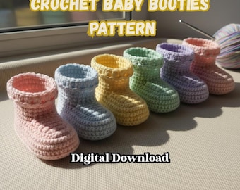 Einfaches Häkelmuster für Babyschuhe PDF - Neugeborenen Schuhe, Anfänger freundliches Häkeln Booties, handgemachtes Baby Geschenk, sofort Download