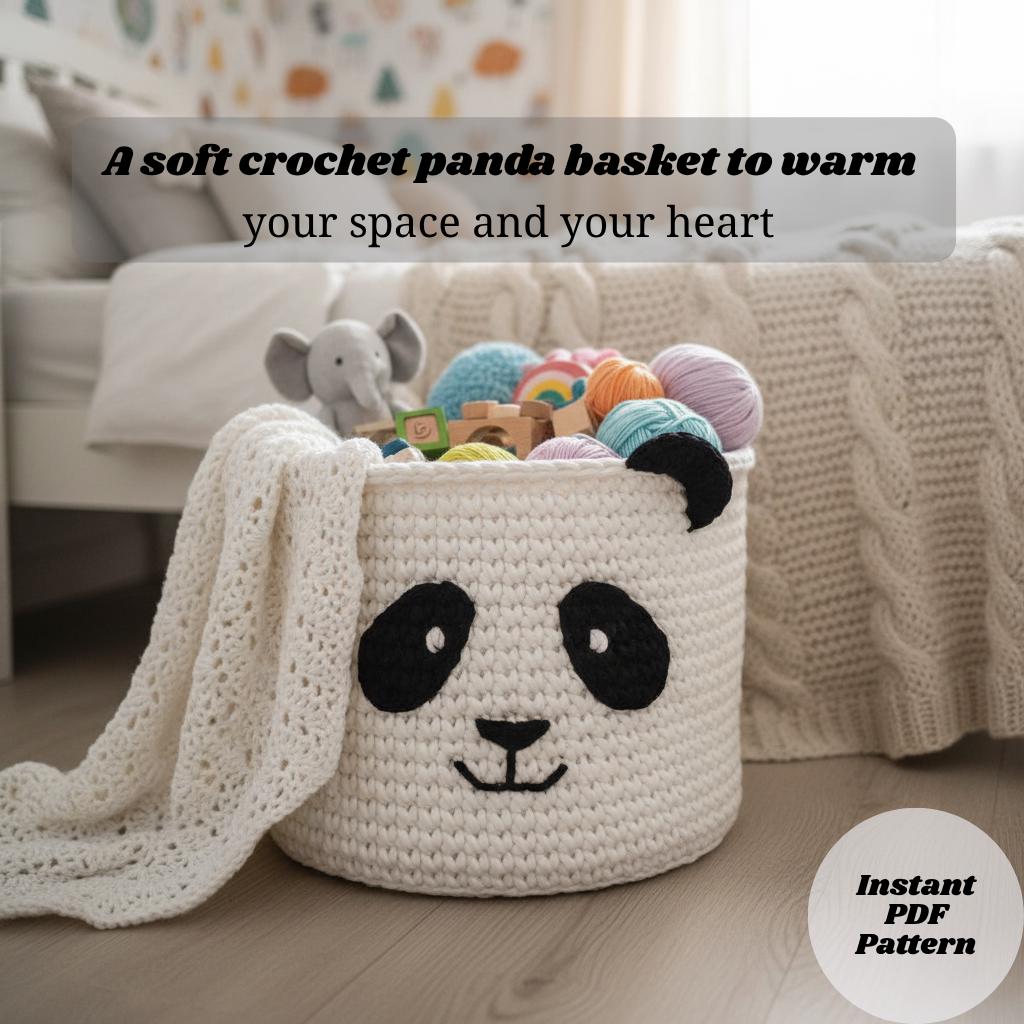 Crochet Panda Basket