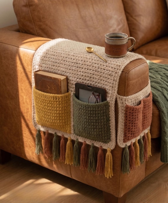 Crochet Sofa Organizer Pattern, Sofa Arm Organizer PDF, Couch Storage Pocket, Remote Holder, Crochet Home Decor, Easy Modern Pattern