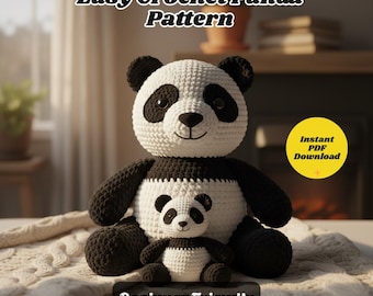 Padrão de crochê de panda em amigurumi – Tutorial fácil para iniciantes em PDF para fazer bichinho de pelúcia – Animal de pelúcia – Download instantâneo