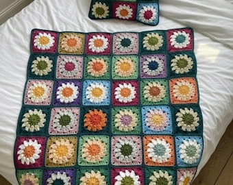 Daisy Crochet Blanket & Pillow Pattern PDF – 2 Patterns in 1, Floral Modular Crochet, Cozy Home Decor, Beginner Friendly Instant Download!