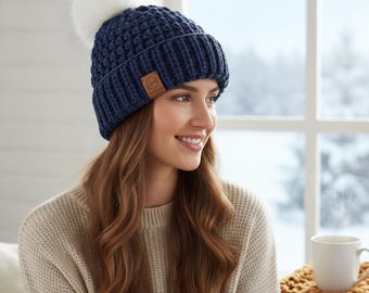 PDF - Häkelanleitung für Beanie Bommel - Wintermütze mit Bommel gehäkelt