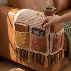 Gehäkelter Sofa Organizer Muster, Sofa Arm Organizer PDF, Couch Aufbewahrungstasche, Fernbedienungshalter, gehäkelte Wohnkultur, einfaches modernes Muster Bild 11