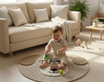 Modèle au crochet de tapis pour chiots et chiens - joli tapis pour chambre de bébé avec tête de chien PDF - tutoriel de tapis au crochet adapté aux débutants - décoration de chambre de bébé - modèle de tapis de sol