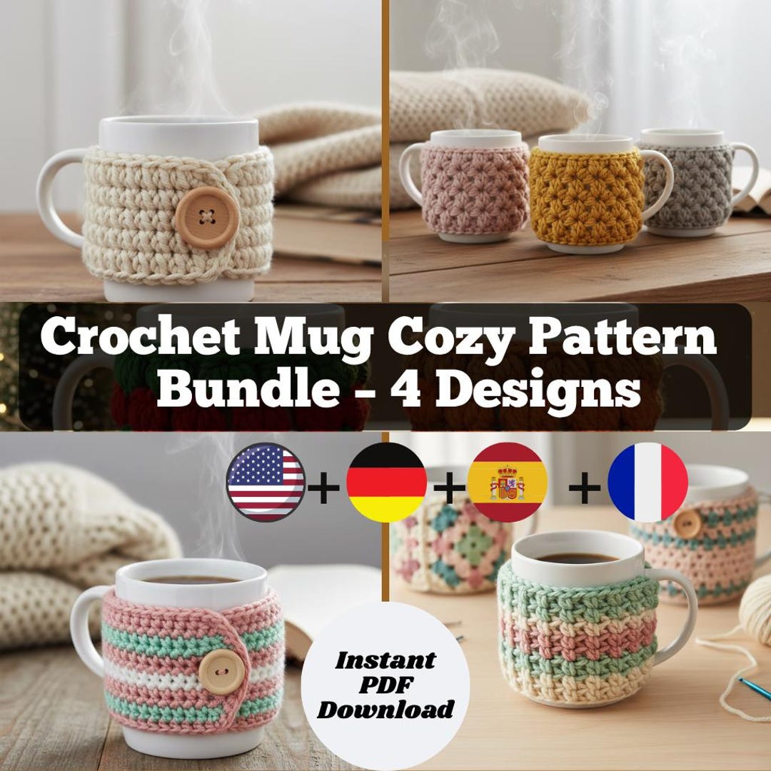 Simple Mug Reference Crochet Mug Cozy Pattern Bundle – Easy Mug Cozy Crochet Patterns PDF ...