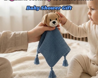 Patrón de crochet para manta de peluche para perro (PDF): manta de seguridad para bebé con cabeza de perro amigurumi, patrón de crochet para principiantes, regalo para baby shower
