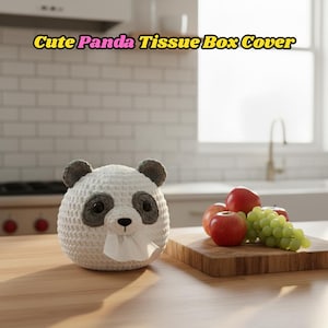 Panda Crochet Pattern PDF – Cute Panda Tissue Box Cover, Functional Amigurumi Home Decor, Crochet Panda Pattern for Bathroom & Kitchen
