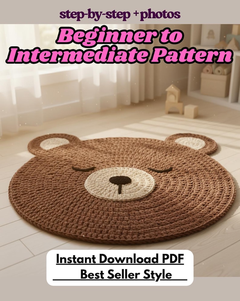 Rug Patterns.pdf Crochet Bear Rug Pattern PDF – Nursery Crochet Rug, Kids Room Carpet ...