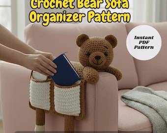 Patrón de organizador de sofá de oso de ganchillo / Organizador de sofá amigurumi (patrón en PDF)