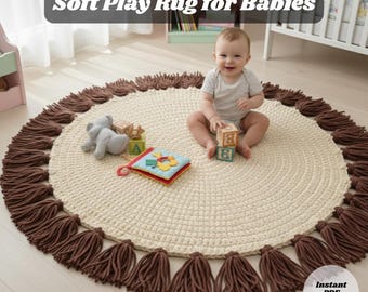 Round Tassel Rug Crochet Pattern – Boho Floor Mat PDF, Easy Crochet Carpet