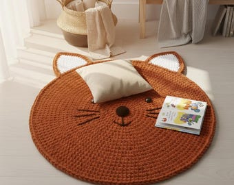Fox Rug Crochet Pattern PDF – Easy Crochet Fox Pattern – Cute Animal Rug Tutorial – Beginner Friendly Fox Floor Mat – Home Decor Crochet PDF