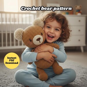 Crochet Teddy Bear Pattern PDF, Large Scandinavian Amigurumi Bear Tutorial, Stuffed Animal Toy Pattern, Heirloom Nursery Baby Gift