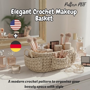 Patrón PDF de cesta organizadora multibolsillos de ganchillo / Patrón de cesta de ganchillo / Decoración moderna para el hogar / Descarga instantánea / Cesta de almacenamiento moderna