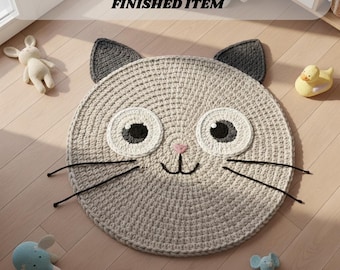Crochet Cat Rug PDF Pattern – Easy Animal Carpet (Digital Download)