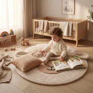 Patrón de alfombra de oveja a crochet en PDF, patrón de alfombra para guardería, alfombra de animales para bebés, alfombra redonda DIY en PDF, ¡patrón de crochet apto para principiantes con fotos! imagen 2