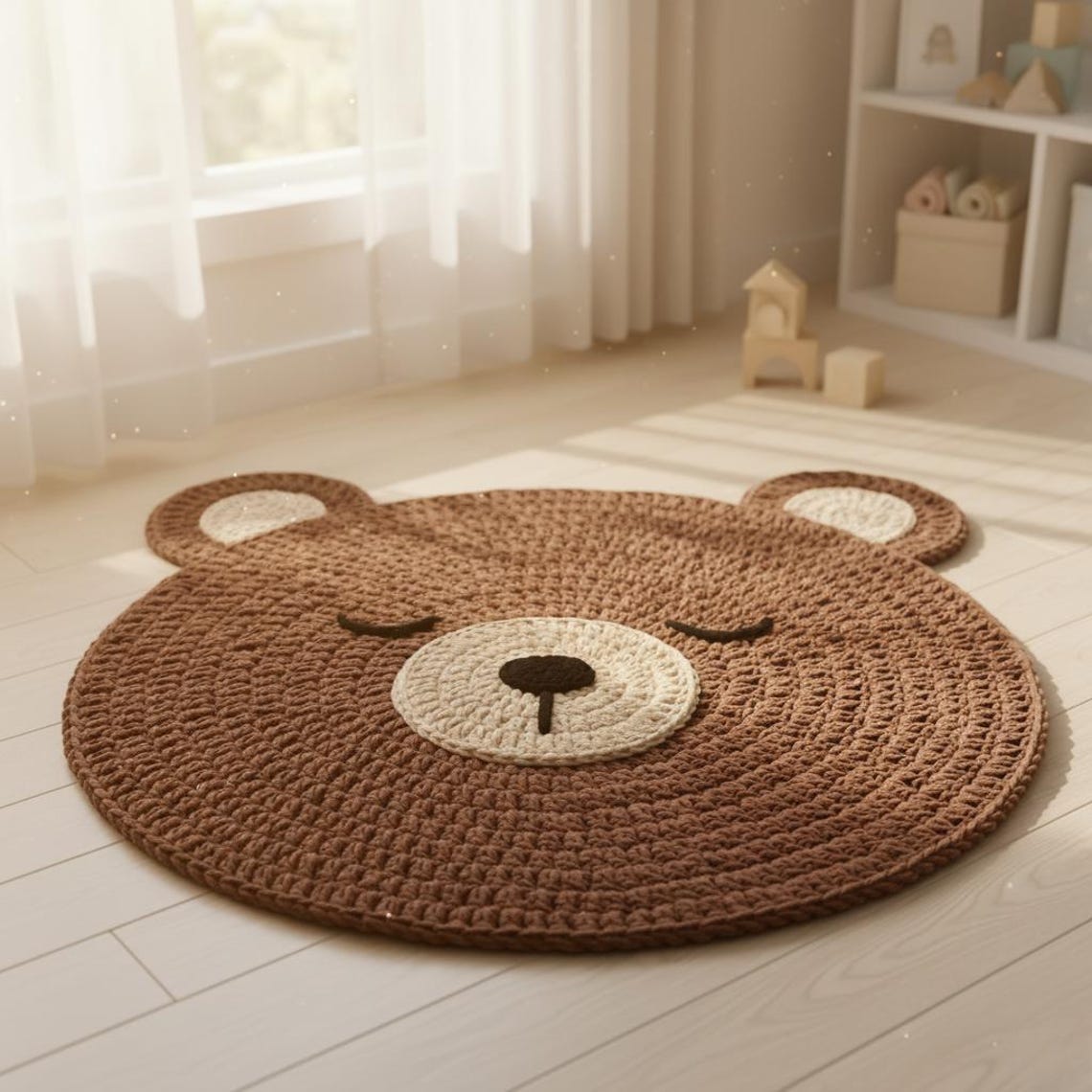 Crochet Bear Rug Pattern PDF – Nursery Crochet Rug, Kids Room Carpet ...
